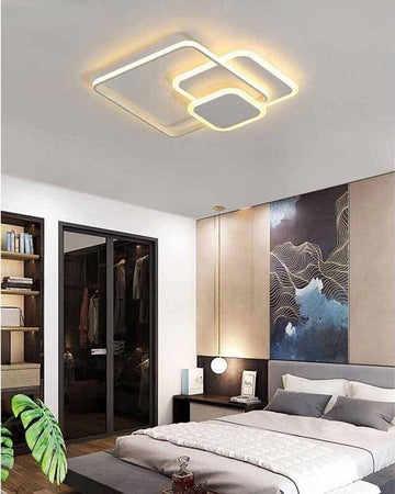 Plafoniera-Led-Luce-Calda-Lampadario-3-Quadrati-48-Watt-Quadrato-Moderno