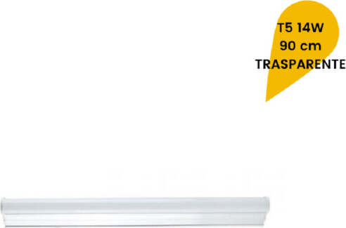 Plafoniera-Led-Neon-T5-Sottopensile-Vetro-Trasparente-14-Watt-90-Cm-T5-90