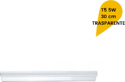 Plafoniera-Led-Neon-T5-Sottopensile-Vetro-Trasparente-6-Watt-30-Cm