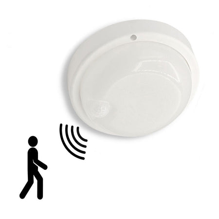 Plafoniera Led Per Esterno Con Sensore Di Movimento 9w Luce 6500k Tonda Ovale Ip56 Sen-9f