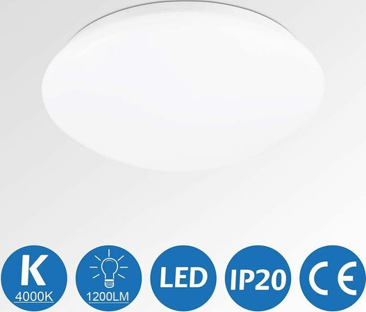 Plafoniera Led Rotonda 12 W Luce Bianca 4000k Naturale Lampada Soffitto 29,5 Cm Casa, arredamento e bricolage > Illuminazione da interno > Plafoniere per interno Trade Shop italia - Napoli, Commerciovirtuoso.it
