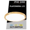Plafoniera Led Ultra Slim 24w Ip40 Con Tecnologia Cct Da 6500k A 2700k Con Switch Lv300-3c