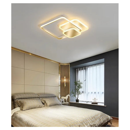 Plafoniera Luce Naturale Led Quadrata 50w Lampadario A Soffitto Oro Moderno 50071