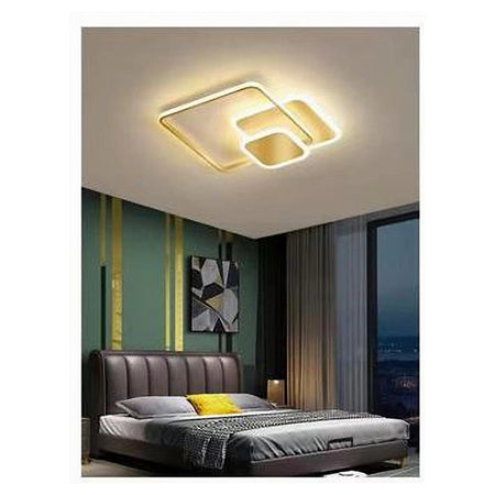 Plafoniera Luce Naturale Led Quadrata 50w Lampadario A Soffitto Oro Moderno 50071