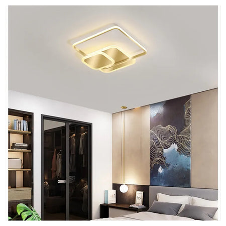 Plafoniera Luce Naturale Led Quadrata 50w Lampadario A Soffitto Oro Moderno 50071