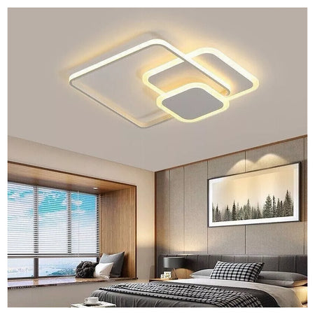 Plafoniera Luce Naturale Led Quadrata 50w Lampadario Soffitto Bianco Moderno 50057