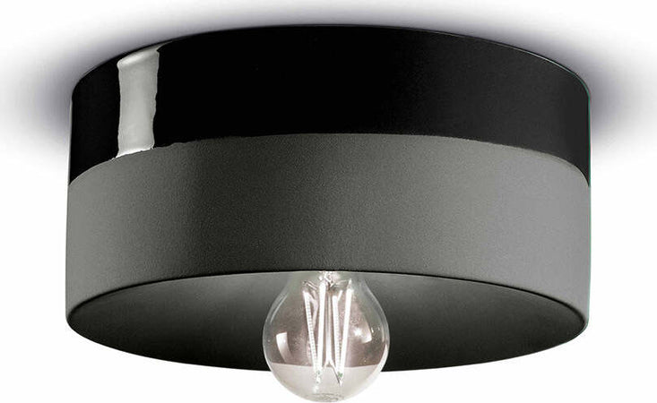 Plafoniera-Media-Vintage-Decò-Pi-Ceramica-Nero-Carbone-1-Luce-E27