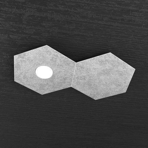 Plafoniera-Moderna-2-Moduli-Hexagon-Metallo-Foglia-Argento-1-Luce-Led-12W