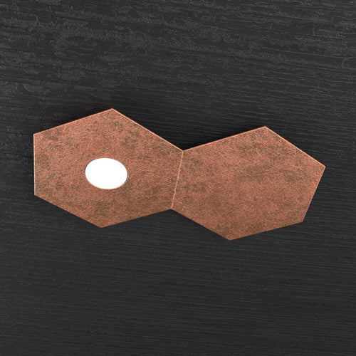 Plafoniera-Moderna-2-Moduli-Hexagon-Metallo-Foglia-Rame-1-Luce-Led-12W