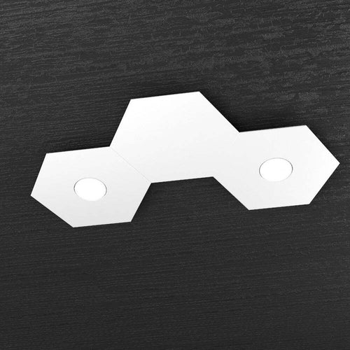 Plafoniera-Moderna-3-Moduli-Hexagon-Metallo-Bianco-2-Luci-Led-12X2W
