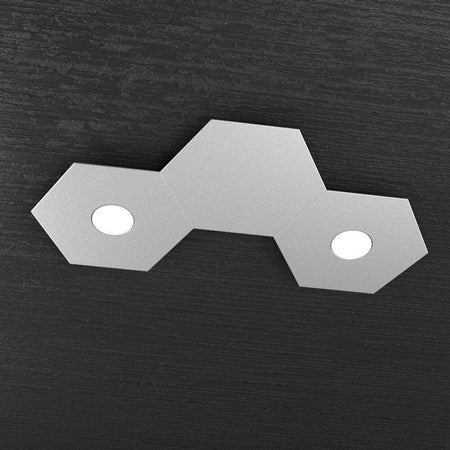 Plafoniera-Moderna-3-Moduli-Hexagon-Metallo-Grigio-2-Luci-Led-12X2W