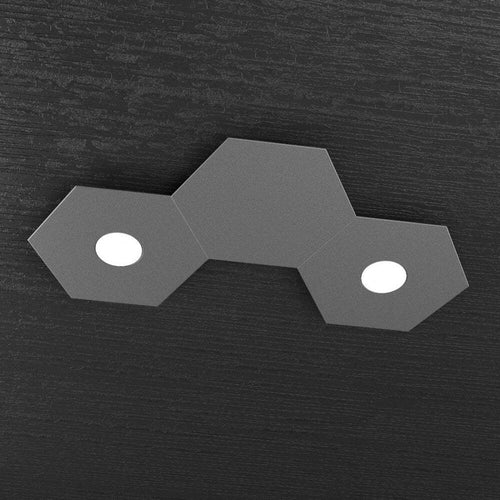 Plafoniera-Moderna-3-Moduli-Hexagon-Metallo-Grigio-Antracite-2-Luci-Led-12X2W