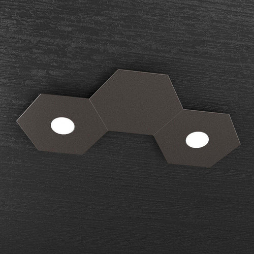 Plafoniera-Moderna-3-Moduli-Hexagon-Metallo-Marrone-2-Luci-Led-12X2W