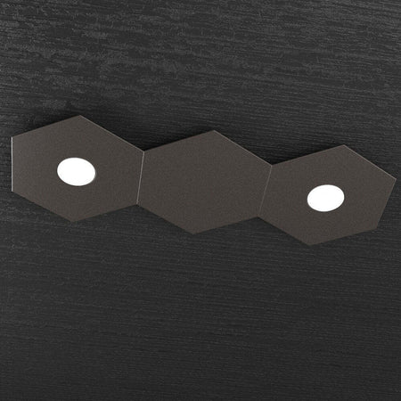 Plafoniera-Moderna-3-Moduli-Hexagon-Metallo-Marrone-2-Luci-Led-12X2W