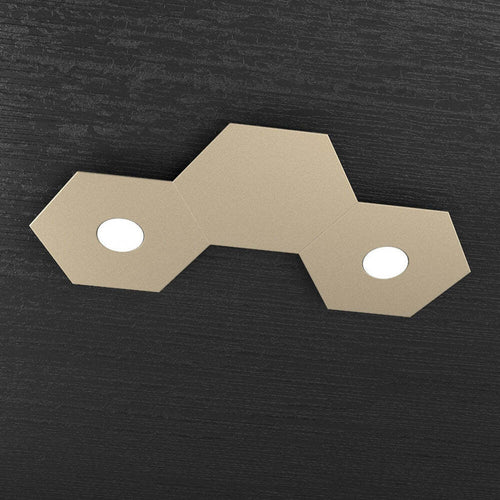 Plafoniera-Moderna-3-Moduli-Hexagon-Metallo-Sabbia-2-Luci-Led-12X2W
