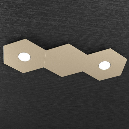 Plafoniera-Moderna-3-Moduli-Hexagon-Metallo-Sabbia-2-Luci-Led-12X2W