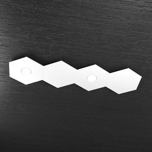Plafoniera-Moderna-4-Moduli-Hexagon-Metallo-Bianco-2-Luci-Led-12X2W