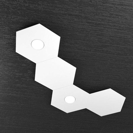 Plafoniera-Moderna-4-Moduli-Hexagon-Metallo-Bianco-2-Luci-Led-12X2W