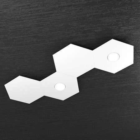 Plafoniera-Moderna-4-Moduli-Hexagon-Metallo-Bianco-2-Luci-Led-12X2W