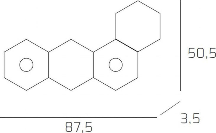Plafoniera-Moderna-4-Moduli-Hexagon-Metallo-Foglia-Rame-2-Luci-Led-12X2W