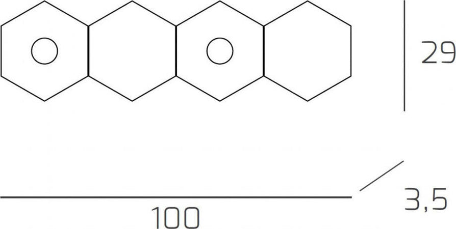 Plafoniera-Moderna-4-Moduli-Hexagon-Metallo-Foglia-Rame-2-Luci-Led-12X2W