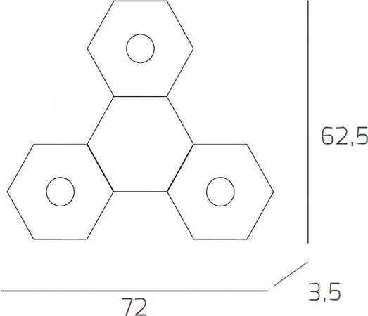Plafoniera-Moderna-4-Moduli-Hexagon-Metallo-Foglia-Rame-3-Luci-Led-12X3W