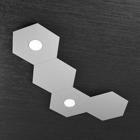 Plafoniera-Moderna-4-Moduli-Hexagon-Metallo-Grigio-2-Luci-Led-12X2W