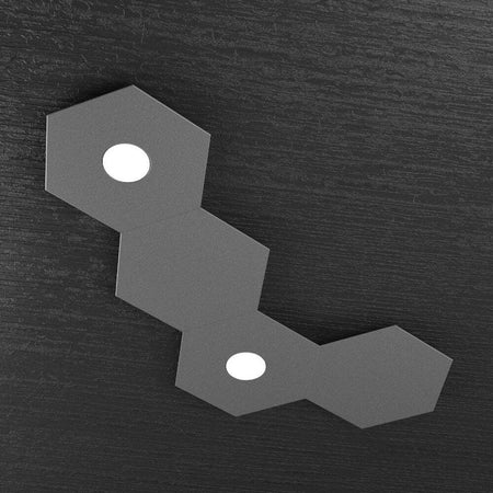 Plafoniera-Moderna-4-Moduli-Hexagon-Metallo-Grigio-Antracite-2-Luci-Led-12X2W