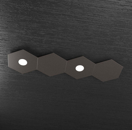 Plafoniera-Moderna-4-Moduli-Hexagon-Metallo-Marrone-2-Luci-Led-12X2W