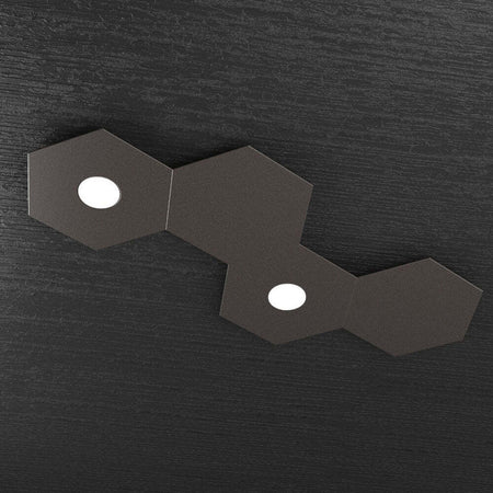 Plafoniera-Moderna-4-Moduli-Hexagon-Metallo-Marrone-2-Luci-Led-12X2W