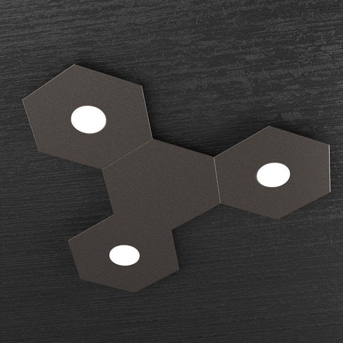 Plafoniera-Moderna-4-Moduli-Hexagon-Metallo-Marrone-3-Luci-Led-12X3W