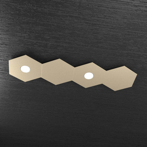 Plafoniera-Moderna-4-Moduli-Hexagon-Metallo-Sabbia-2-Luci-Led-12X2W