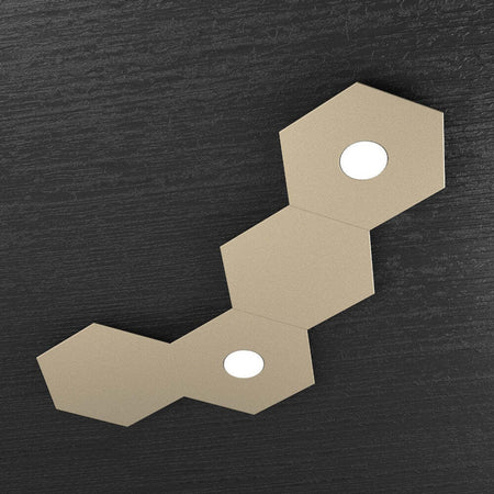 Plafoniera-Moderna-4-Moduli-Hexagon-Metallo-Sabbia-2-Luci-Led-12X2W