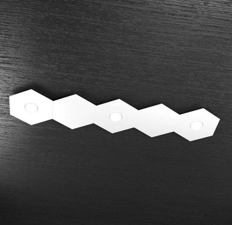 Plafoniera-Moderna-5-Moduli-Hexagon-Metallo-Bianco-3-Luci-Led-12X3W