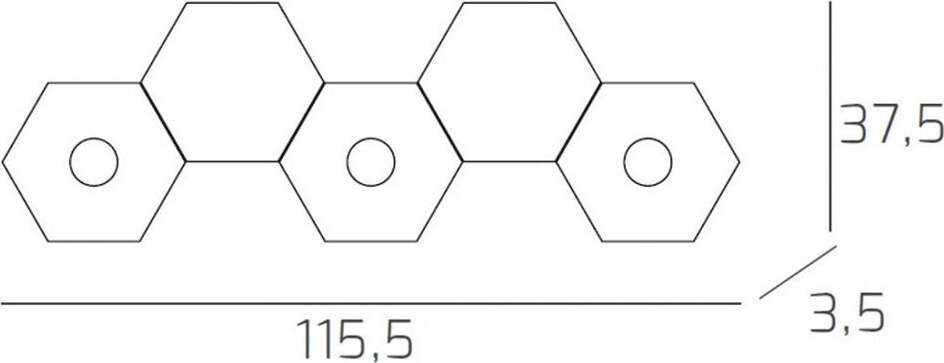 Plafoniera-Moderna-5-Moduli-Hexagon-Metallo-Foglia-Rame-3-Luci-Led-12X3W