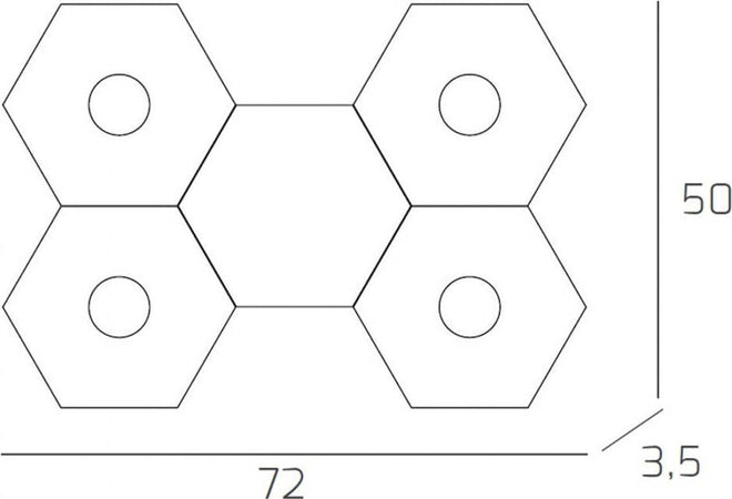 Plafoniera-Moderna-5-Moduli-Hexagon-Metallo-Foglia-Rame-4-Luci-Led-12X4W