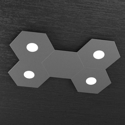 Plafoniera-Moderna-5-Moduli-Hexagon-Metallo-Grigio-Antracite-4-Luci-Led-12X4W