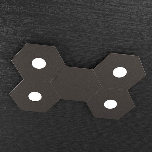 Plafoniera-Moderna-5-Moduli-Hexagon-Metallo-Marrone-4-Luci-Led-12X4W