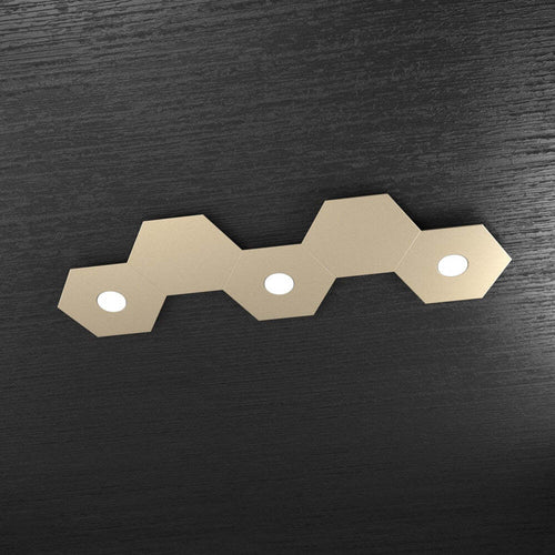 Plafoniera-Moderna-5-Moduli-Hexagon-Metallo-Sabbia-3-Luci-Led-12X3W