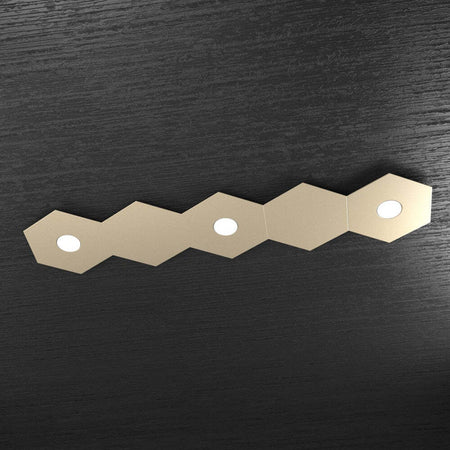 Plafoniera-Moderna-5-Moduli-Hexagon-Metallo-Sabbia-3-Luci-Led-12X3W