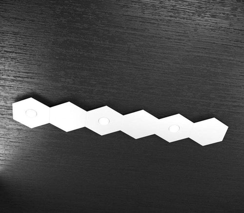 Plafoniera-Moderna-6-Moduli-Hexagon-Metallo-Bianco-3-Luci-Led-12X3W