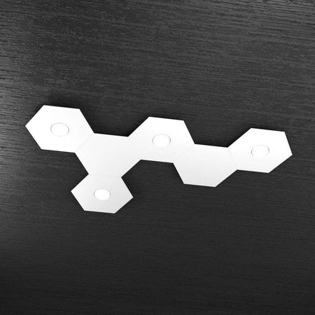 Plafoniera-Moderna-6-Moduli-Hexagon-Metallo-Bianco-4-Luci-Led-12X4W