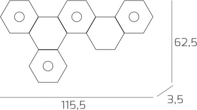 Plafoniera-Moderna-6-Moduli-Hexagon-Metallo-Bianco-4-Luci-Led-12X4W