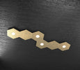 Plafoniera-Moderna-6-Moduli-Hexagon-Metallo-Foglia-Oro-4-Luci-Led-12X4W