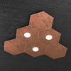 Plafoniera-Moderna-6-Moduli-Hexagon-Metallo-Foglia-Rame-3-Luci-Led-12X3W