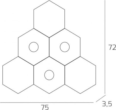 Plafoniera-Moderna-6-Moduli-Hexagon-Metallo-Foglia-Rame-3-Luci-Led-12X3W