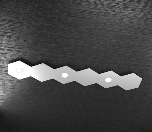 Plafoniera-Moderna-6-Moduli-Hexagon-Metallo-Grigio-3-Luci-Led-12X3W