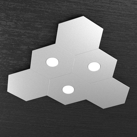 Plafoniera-Moderna-6-Moduli-Hexagon-Metallo-Grigio-3-Luci-Led-12X3W