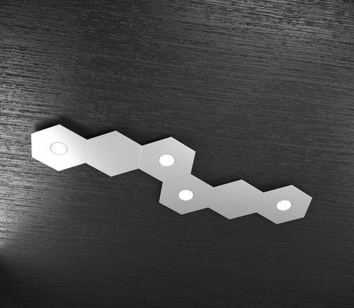 Plafoniera-Moderna-6-Moduli-Hexagon-Metallo-Grigio-4-Luci-Led-12X4W
