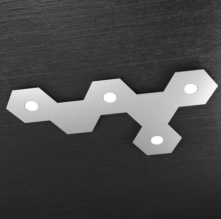 Plafoniera-Moderna-6-Moduli-Hexagon-Metallo-Grigio-4-Luci-Led-12X4W